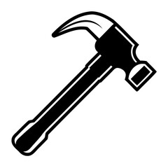 Black silhouette of a claw hammer simple vector design isolated on transparent background