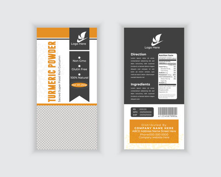 Simple and Unique turmeric Pouch Packaging Design template