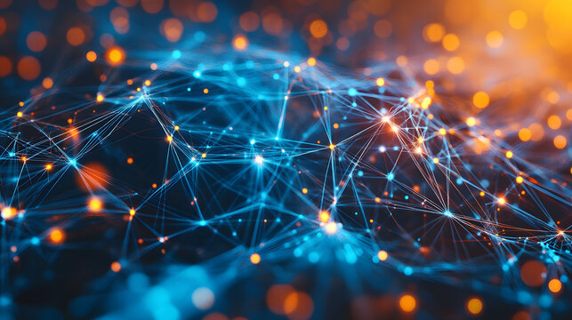A vibrant depiction of interconnected nodes and glowing lines symbolizing digital networks.