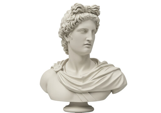 Naklejki Isolated Bust Sculpture of Apollo with Laurel Wreath