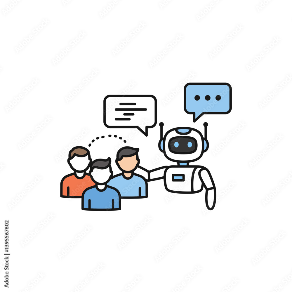 Poster ai communication & human interaction: a digitally rendered scene showcases a robot interacting with 