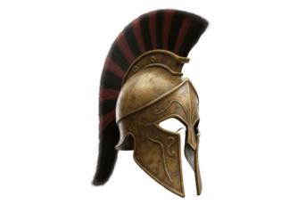 Isolated Ornate Spartan Helmet with Plume and Detailed Design