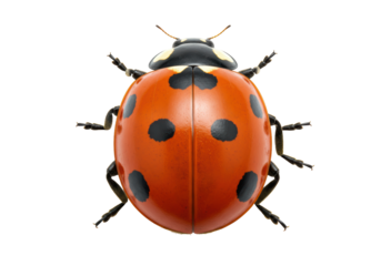 Isolated Detailed Ladybug with Symmetrical Black Spots