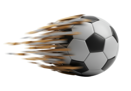 Isolated Soccer Ball in Motion Breaking Apart Speed and Power