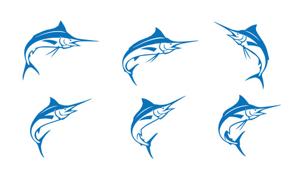 Marlin Fish Tattoo vector design ideas for creative and unique tattoo lovers featuring sleek artistic outline details

