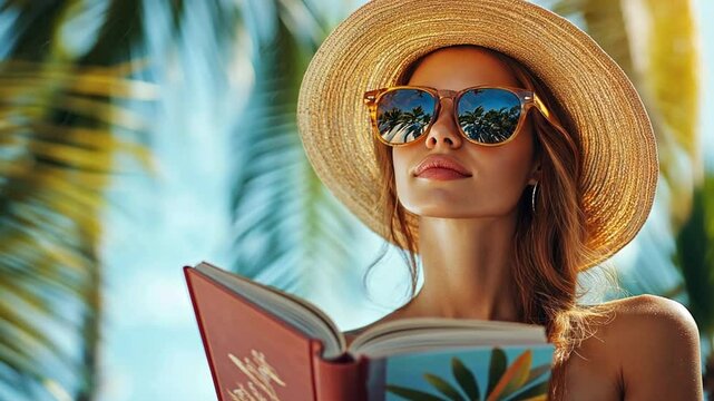 woman reading a book, summer time
