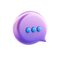Glossy purple speech bubble with blue ellipsis rendering transparent background