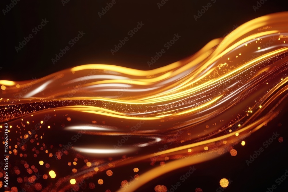 Canvas Prints stunning abstract flowing waves with sparkling golden effects
