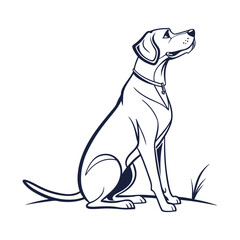 Dog Surfing Wave Logo Stylized Animal and Ocean Vector Illustration .