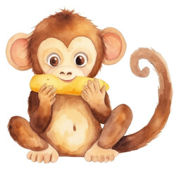 Obraz premium PNG Eatting a banana animal monkey cartoon.