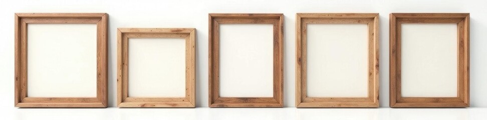 Rustic wooden picture frames, various sizes, isolated , antique, set