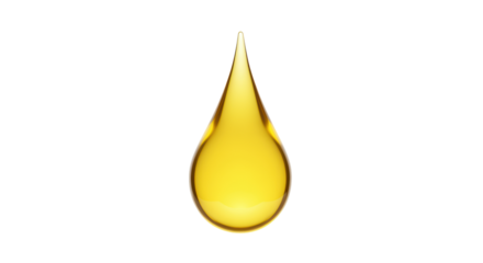 Isolated Glowing Yellow Drop of Transparent Fluid