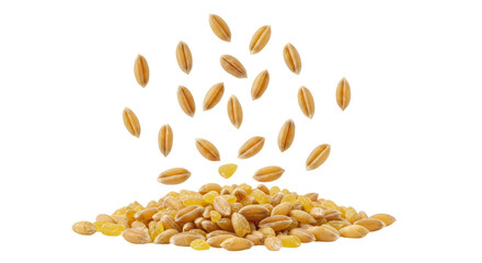Isolated Pile of Spelt Grains with Falling Seeds