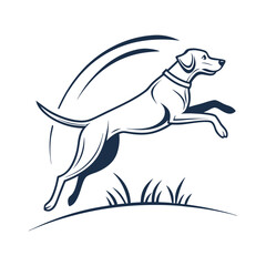 Dog Surfing Wave Logo Stylized Animal and Ocean Vector Illustration .