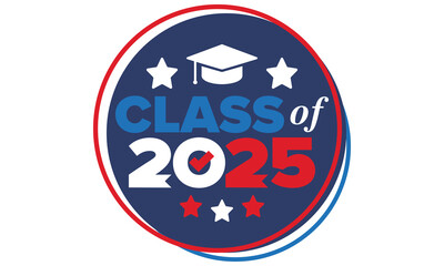 Class of 2025. Graduation congratulations. Senior. College and university students. Education concept. Poster, card, banner and background. Vector illustration