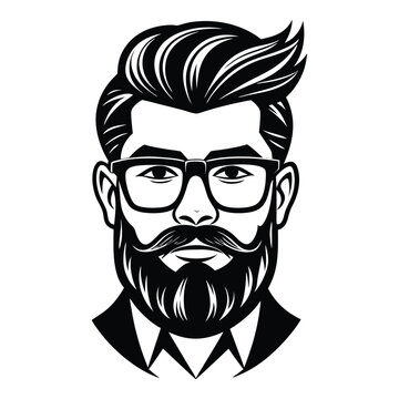recommend clip art: Black Color Bearded Man silhouette design Vector Illustration