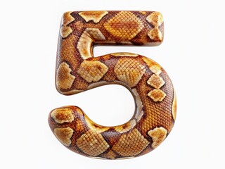 Fototapeta premium 3D Number Five, Snake Skin Texture, Realistic Food Photography