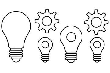 Light bulb with cog inventive mechanism symbol