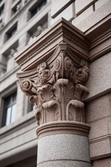 Obraz premium Close-up of intricately carved Doric column capitals, showcasing weathered stone texture - old aged stone archaeology architectural