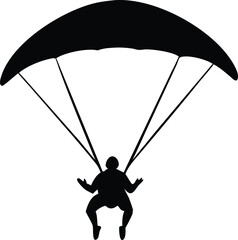 paraglider silhouette black colour with white background