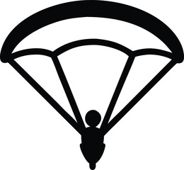 paraglider silhouette black colour with white background