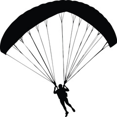 paraglider silhouette black colour with white background