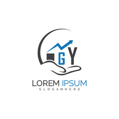 initial monogram logo With the upward progress suggested by the arrow design.