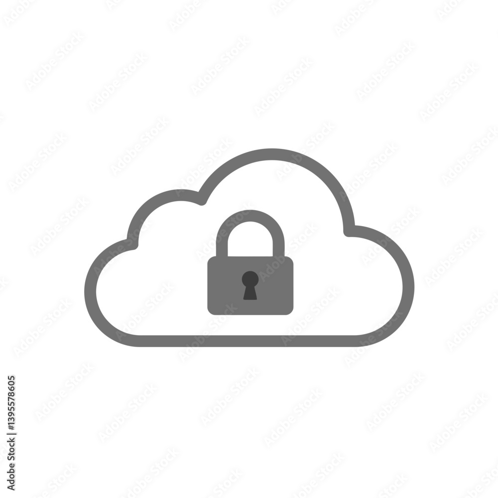 Poster secure cloud computing: an elegant depiction of a cloud icon adorned with a padlock, symbolizing sec