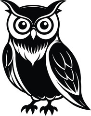 Owl bird silhouette with white background