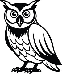 Owl bird silhouette with white background