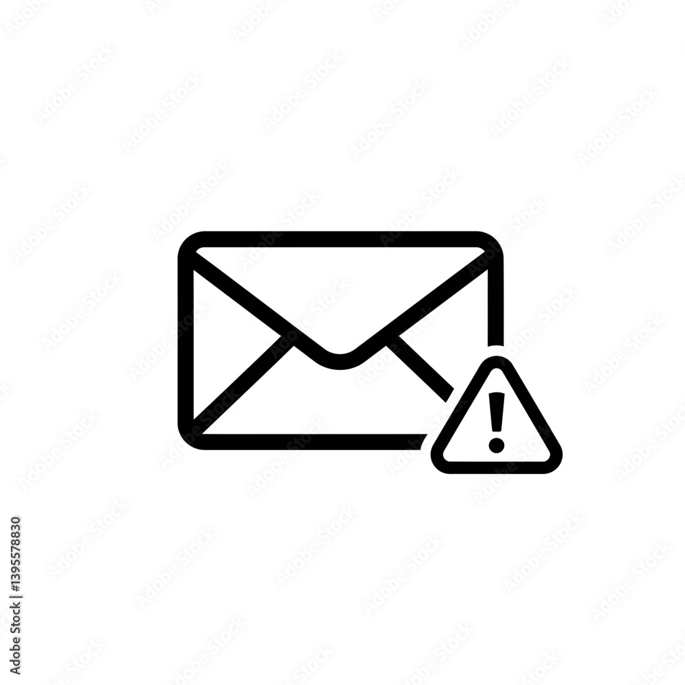 Poster email alert icon: an simple black-and-white icon depicts a closed envelope next to a triangular warn