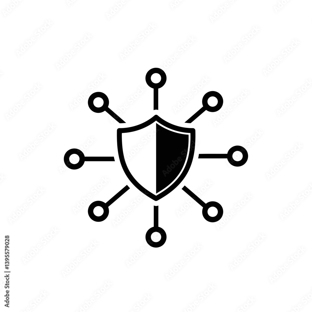 Poster digital shield: a conceptual depiction of a secure shield representing cyber security and data prote