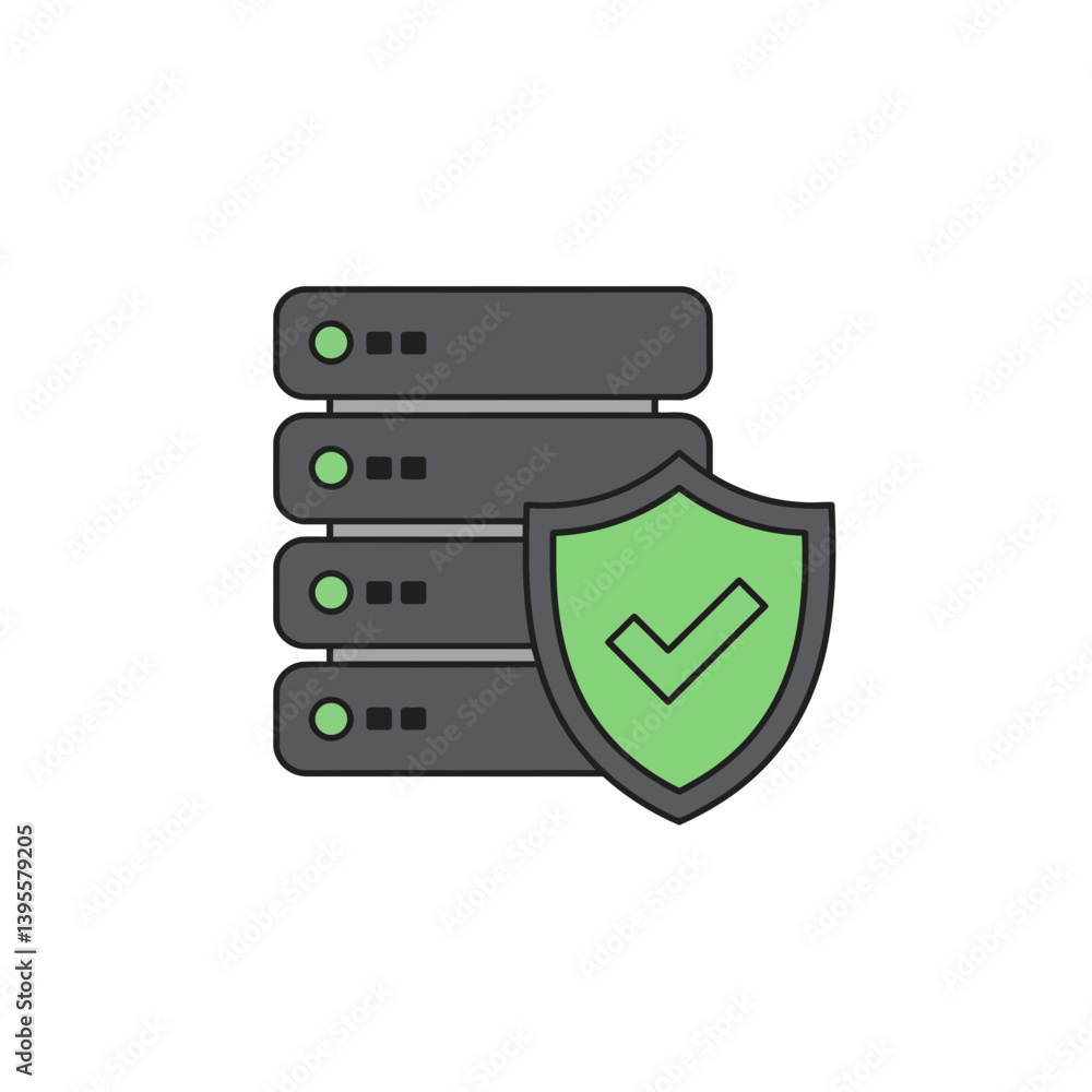 Poster data fortress: a symbol of digital security and robust data protection, this image portrays a server