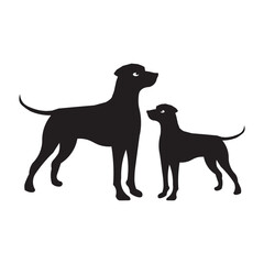 isolated black silhouette of a dog collection, Set of dog silhouette vector. Dogs and puppies in different breed, corgi, golden retriever, poses, sitting, Great Dog Silhouette: Majestic Canine Vector.