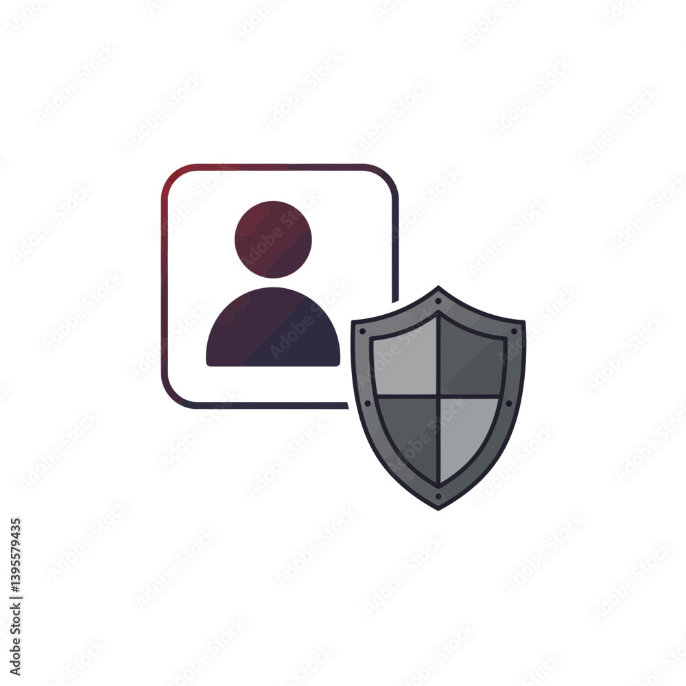 Poster digital shield of identity: an illustration representing personal data protection with a shield symb
