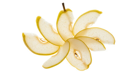 Isolated Pear Slices Arranged in Circle Pattern