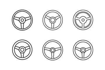 steering wheel icon line art vector illustration