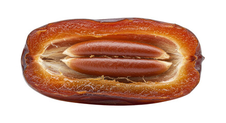 Isolated Half of a Medjool Date Showing the Seed