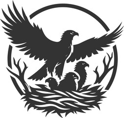 Silhouette of a hawk bird animal vector