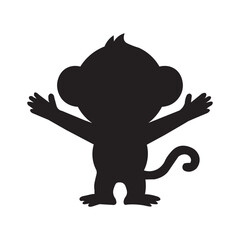 illustration of a silhouette of a monkey silhouette , monkey vector silhouette eps10