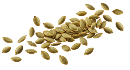 Isolated Scattered Pumpkin Seeds Close-Up