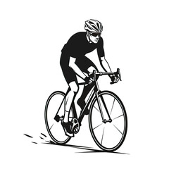 Obraz premium Speed and Endurance: A cyclist in sleek attire pushes their limits on a road bike, showcasing raw power and the thrill of competition. 