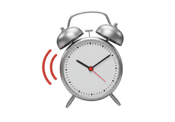 Isolated Silver Ringing Alarm Clock Indicating Time