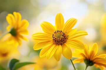 Vibrant Heliopsis Blooms in a Serene Park, Showcasing Delicate Beauty and Abundant Copy Space for Eco-Friendly Gardening Inspiration