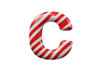 Isolated Candy Cane Letter C for Christmas