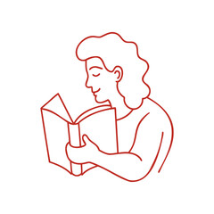 person reading a book line illustration art design for education