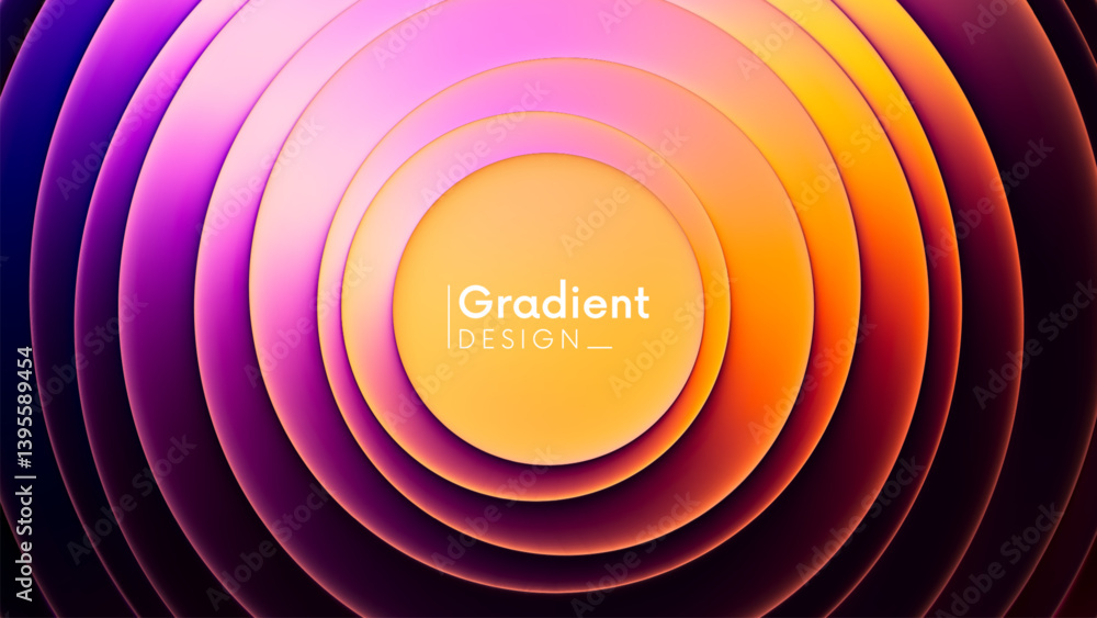 Aufkleber vibrant layered futuristic gradient design with concentric circles in bright summer colors full of d
