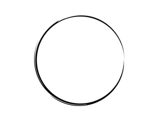 Grunge circle made with art brush. Grunge oval shape made for marking.