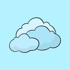 Sky blue and clouds background. Kids cartoon