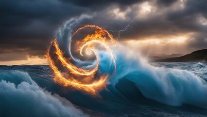 storm over water A creation of natures force with five elements of nature 